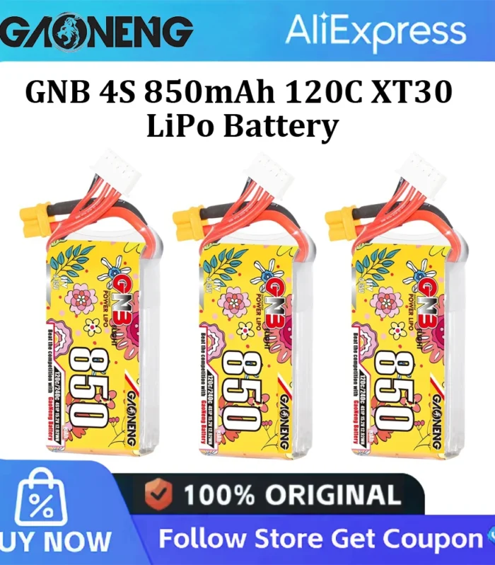 GAONENG GNB 4S 850mAh 120C LiHV Battery XT30 for FPV Drones